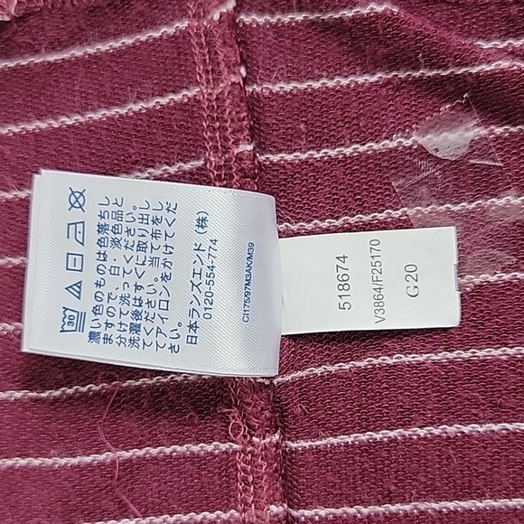 Lands' End Women's Maroon White Striped Short Sleeve Turtleneck Top,  L 14-16 - Picture 8 of 8